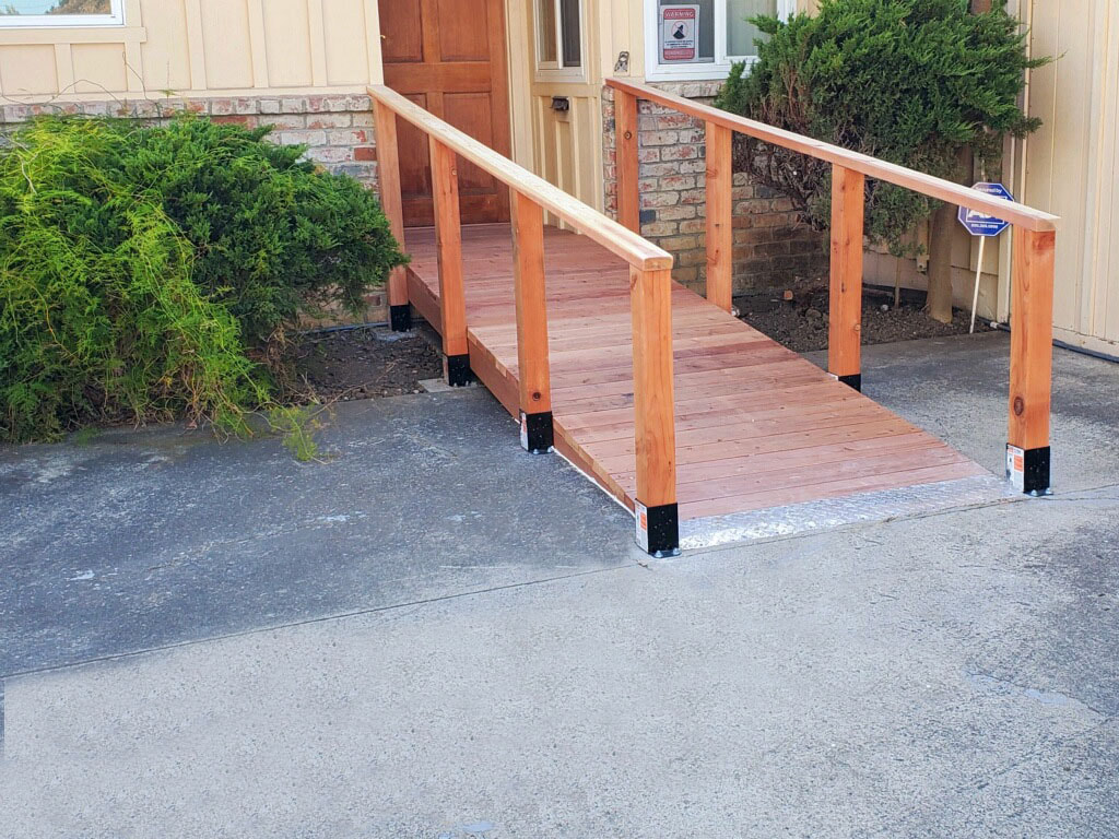 Custom Redwood Wheelchair ramp