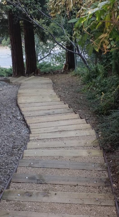 Wood and Gravel Stairs