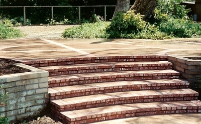 Concrete Walkway and Brick Stairs
