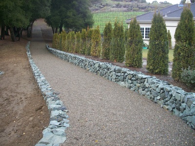 Gravel Pathway and Retaining Wall