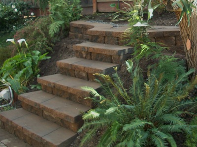 stone steps and Retaining Wall