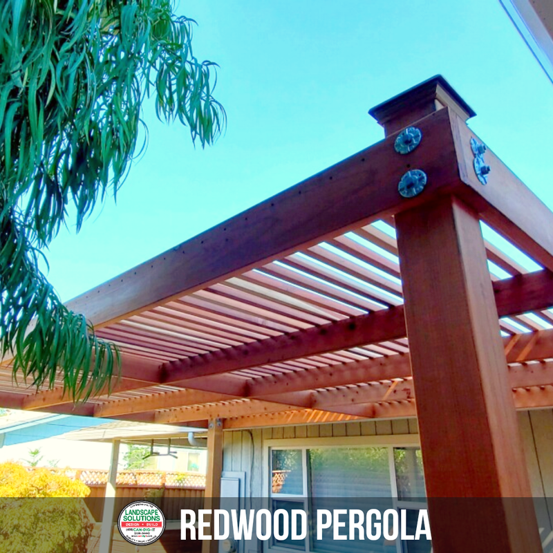 Redwood freestanding Pergola in San Jose