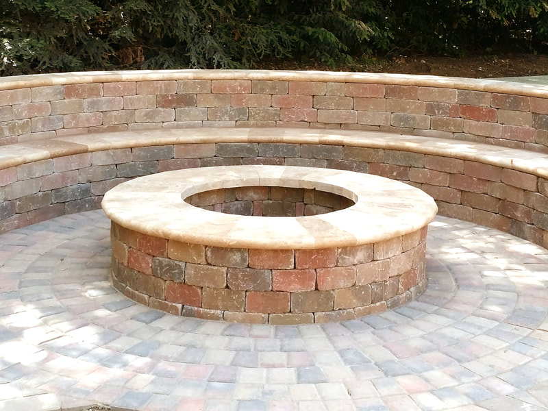 custom fire pit and stone bench by landscape solutions san jose