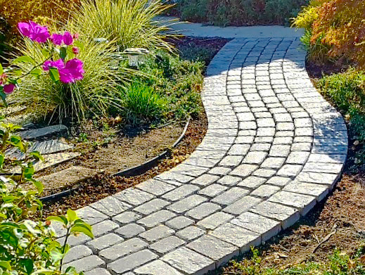 Interlocking paver garden path.